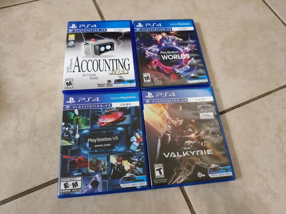 PS4 PSVR 4 Game Lot Accounting VR Worlds EVE Valkyrie
